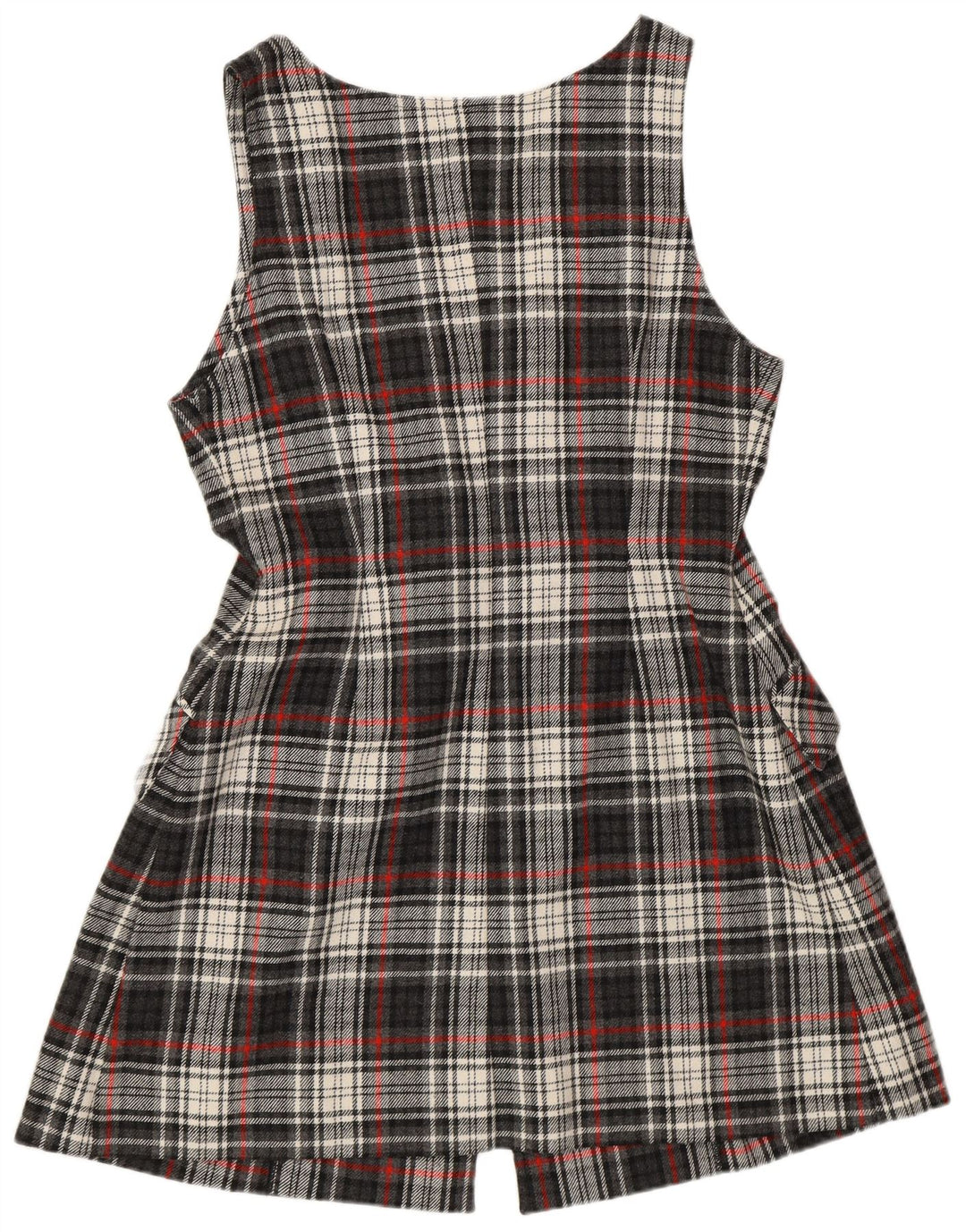 Vintage Damen Regular Fit Pinafore Kleid IT 42 Mittelgrau kariertes Retro
