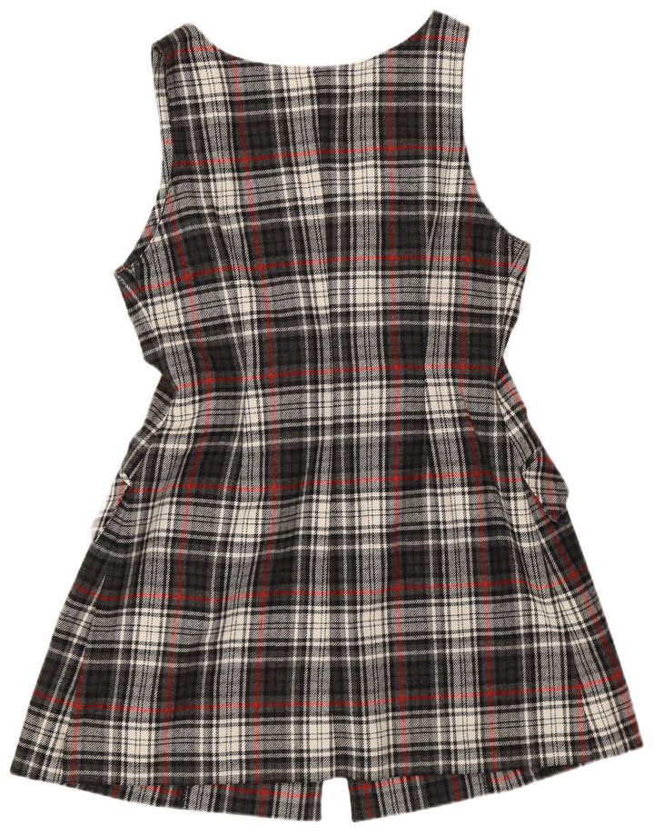 Vintage Damen Regular Fit Pinafore Kleid IT 42 Mittelgrau kariertes Retro
