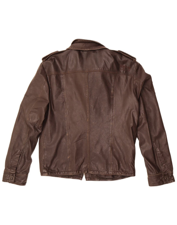 Superdry Herren Militärlederjacke UK 42 XL Braunes Leder