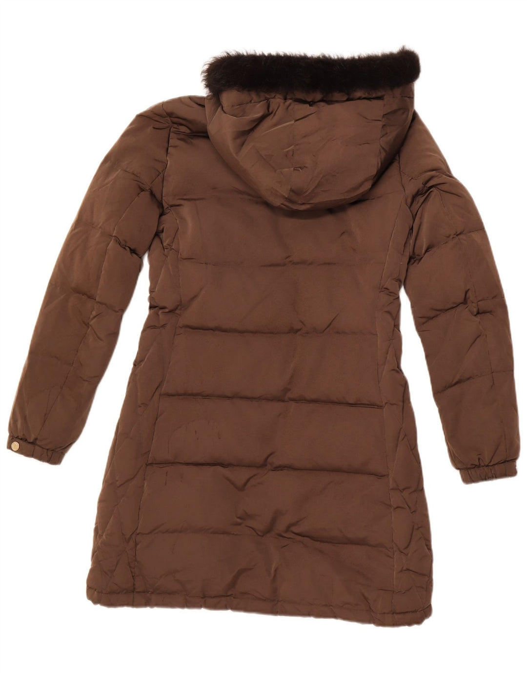 MASSIMO DUTTI Wattierter Damenmantel mit Kapuze, UK 10, Klein, Braun, Polyester