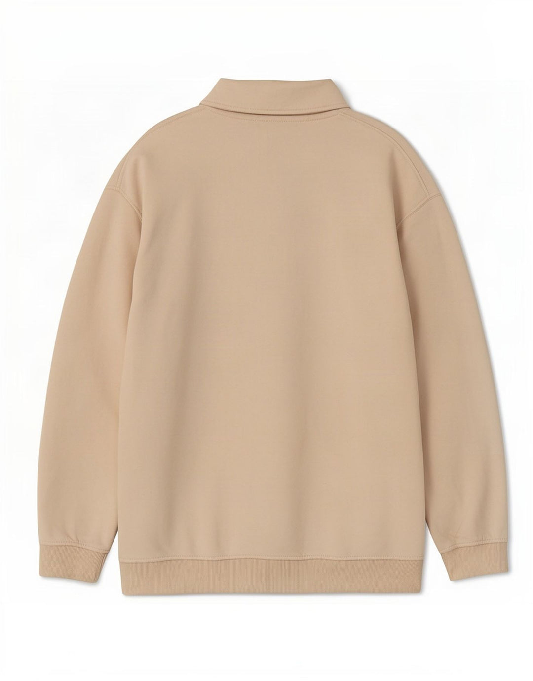 Zara Damen-Sweatshirt mit Polo-Ausschnitt, Gr. 14, mittelbeige