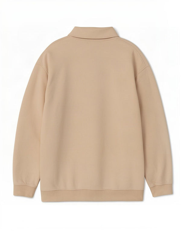 Zara Womens Polo Neck Sweatshirt Jumper UK 14 Medium Beige