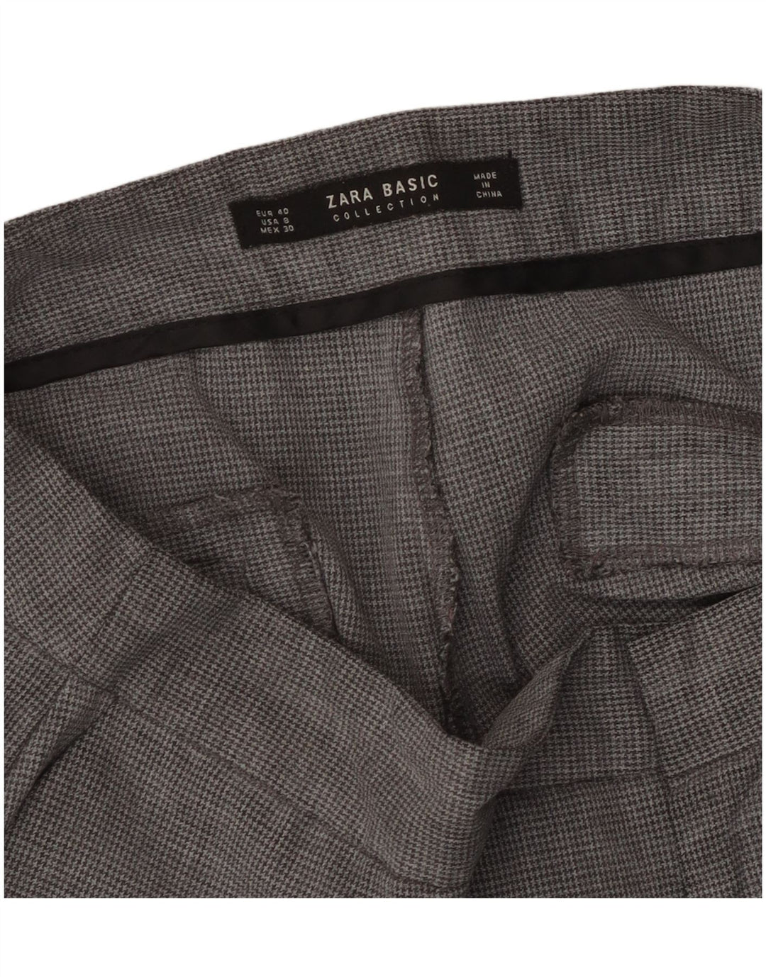 Gerade Chino-Hose für Damen von Zara, EU 40, mittelgroß, W30, L27, Grau mit Hahnentrittmuster