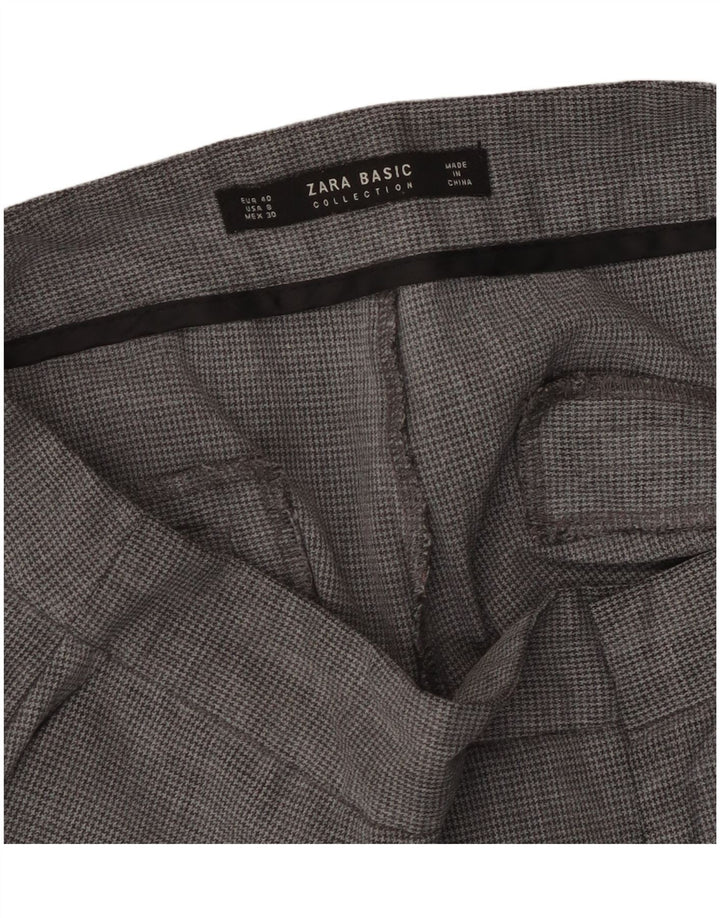 Gerade Chino-Hose für Damen von Zara, EU 40, mittelgroß, W30, L27, Grau mit Hahnentrittmuster