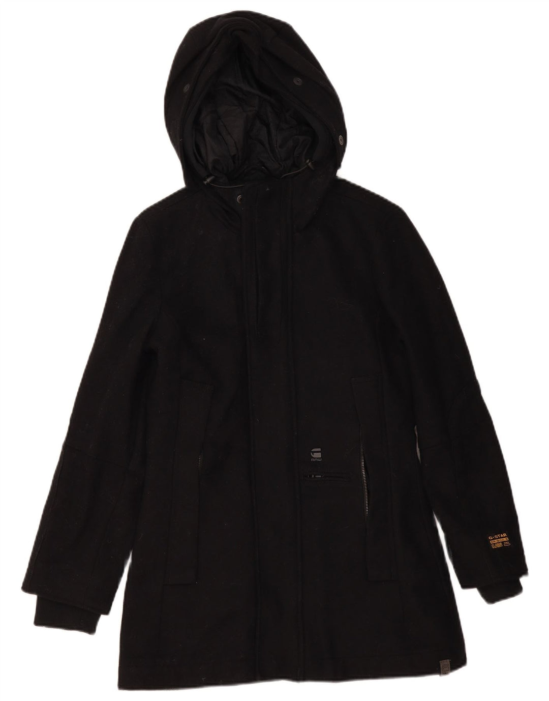 G-STAR Damen-Parkajacke mit Kapuze, UK 10, kleine schwarze Wolle