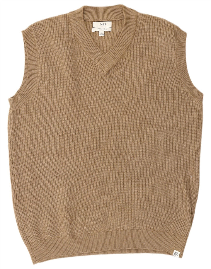 Marks & Spencer Herren Weste Tank Top Large Beige Polyester