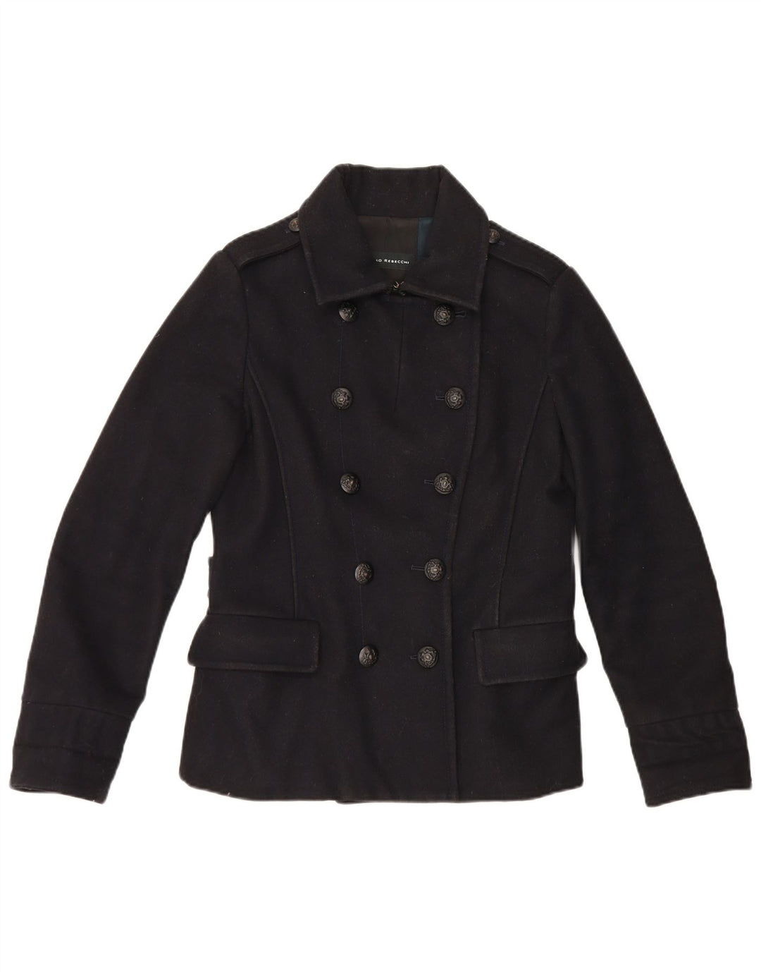 Massimo Rebecchi Damen Pea Coat IT 44 Mittelmarineblaue Wolle