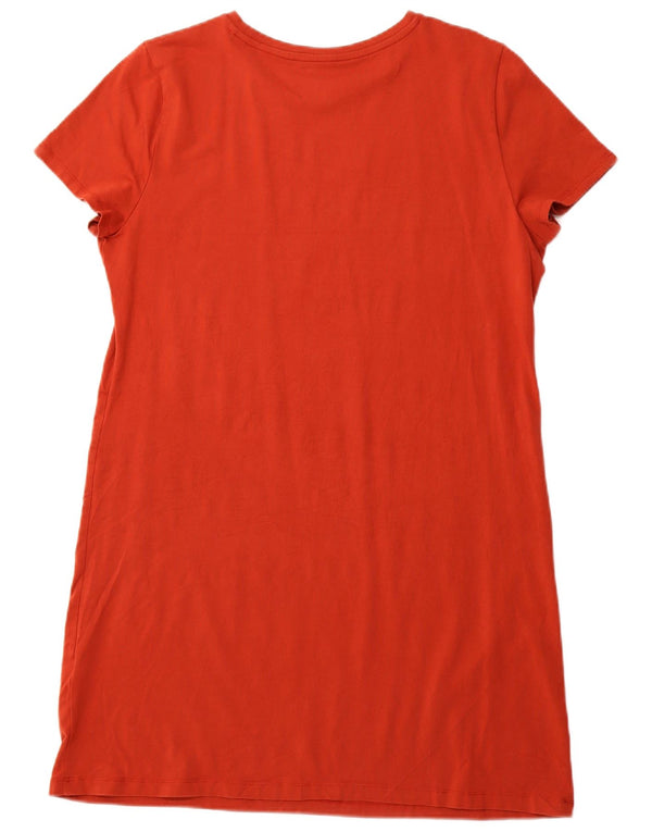 TOMMY HILFIGER Damen Grafik-T-Shirt-Kleid UK 18 XL Orange Baumwolle