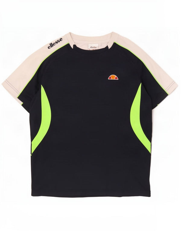 Ellesse Mens Graphic T-Shirt Top Small Navy Blue Colourblock Polyester