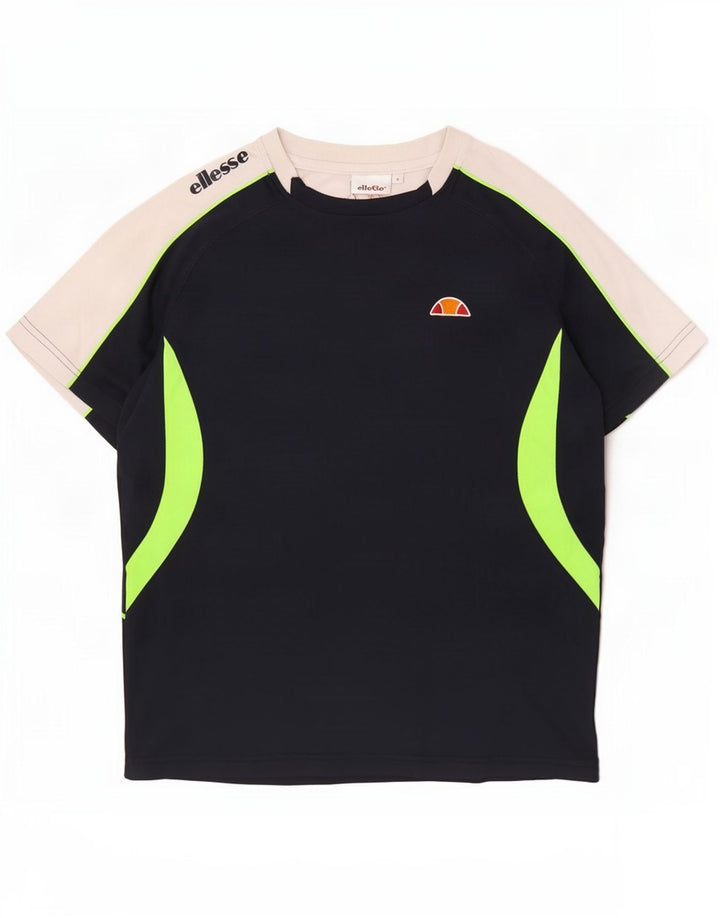 Ellesse Herren-T-Shirt mit Grafik, klein, Marineblau, Farbblock-Polyester