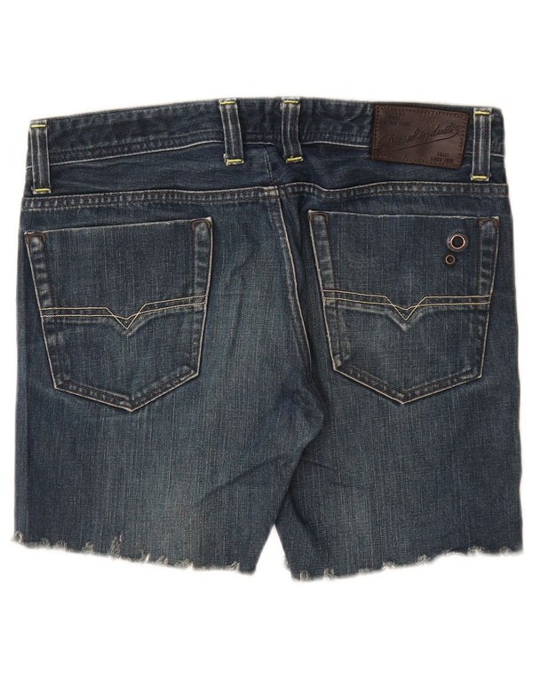DIESEL Damen Viker Back Distressed Denim Shorts W30 Mittelblaue Baumwolle