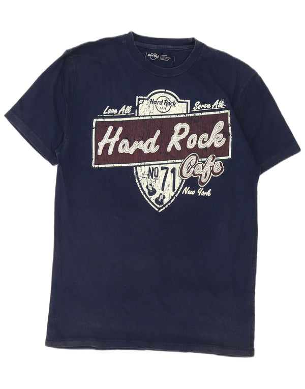 Hard Rock Cafe Mens New York Graphic T-Shirt Top Medium Navy Blue Cotton