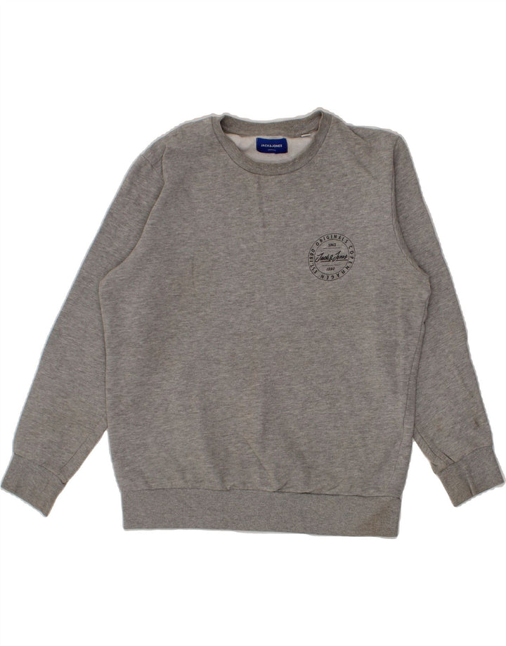 JACK & JONES Mens Sweatshirt Jumper Large Grey Cotton Vintage Jack & Jones and Second-Hand Jack & Jones from Messina Hembry 