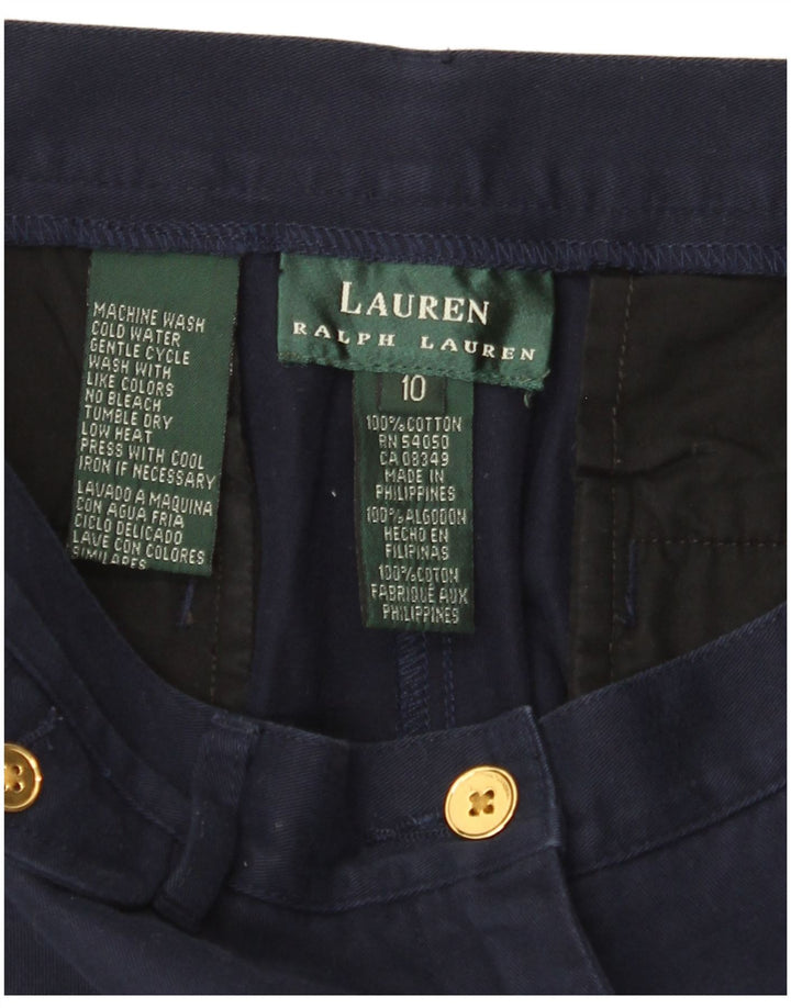 RALPH LAUREN Womens Cropped Trousers US 10 Large W30 L23 Navy Blue