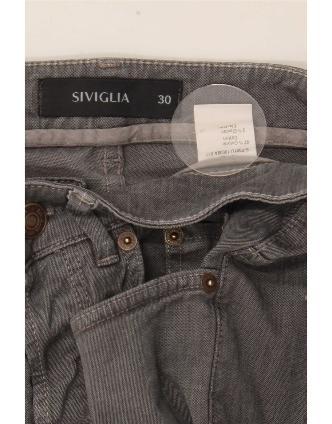 SIVIGLIA Herren Straight Jeans W30 L32 Graue Baumwolle