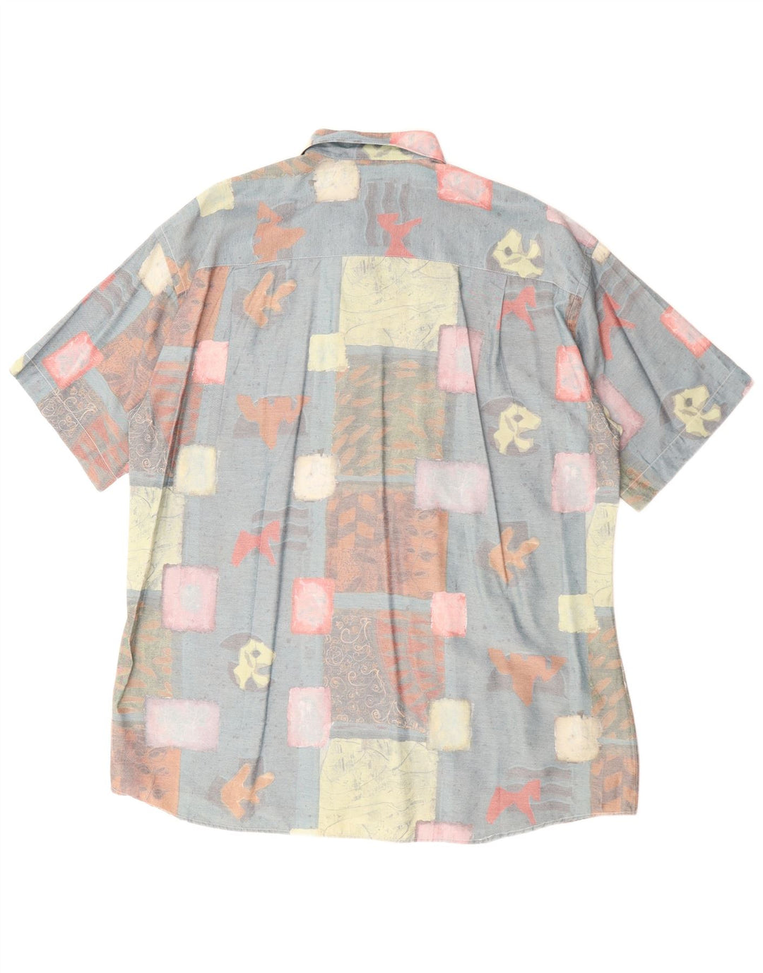 Canda Herren-Kurzarmhemd, Größe 41/42, 16 1/2, großes blaues Patchwork