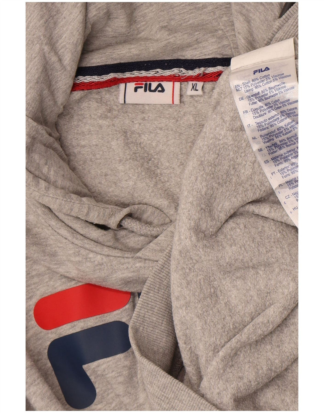 Fila Herren Graphic Hoodie Pullover XL Grau Baumwolle