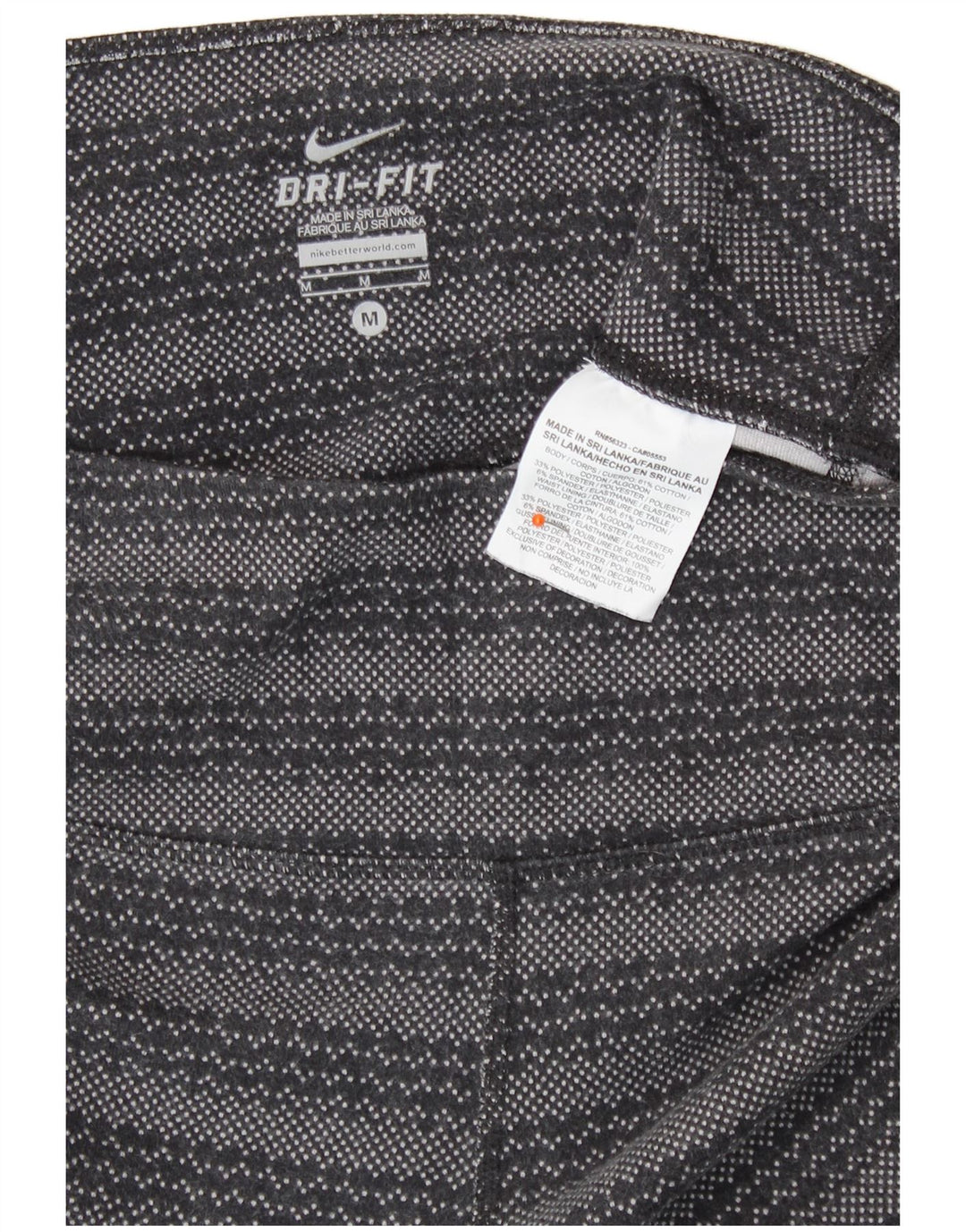 Nike Damen Dri Fit Leggings UK 12 Mittelgraue geometrische Baumwolle