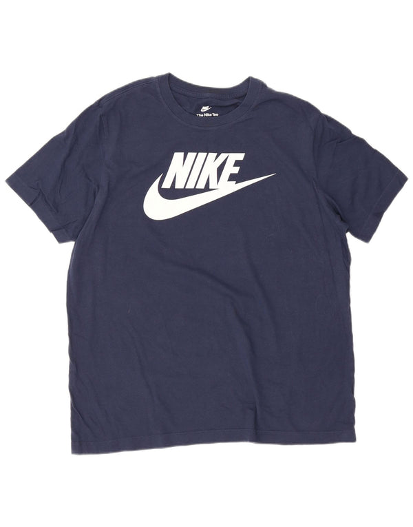 Nike Herren-T-Shirt mit Grafik, groß, marineblau, Baumwolle