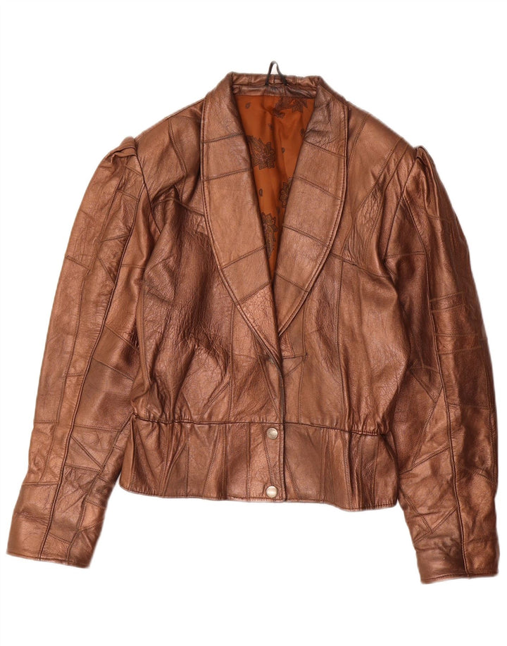 Vintage Damen Lederjacke UK 14 Mittelbraun
