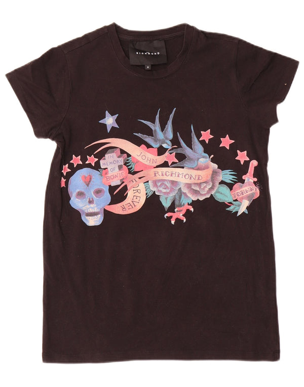 Richmond Grafik-T-Shirt für Damen, UK 10, Größe S, Schwarz, Baumwolle