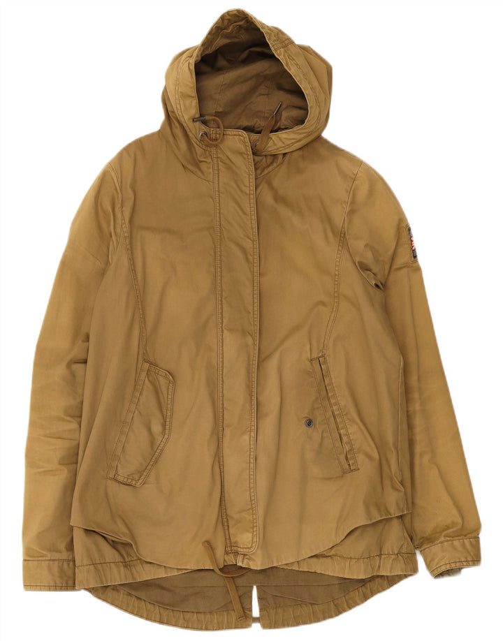 Superdry Damen-Parka mit Kapuze, UK 14, mittlere Khaki-Baumwolle