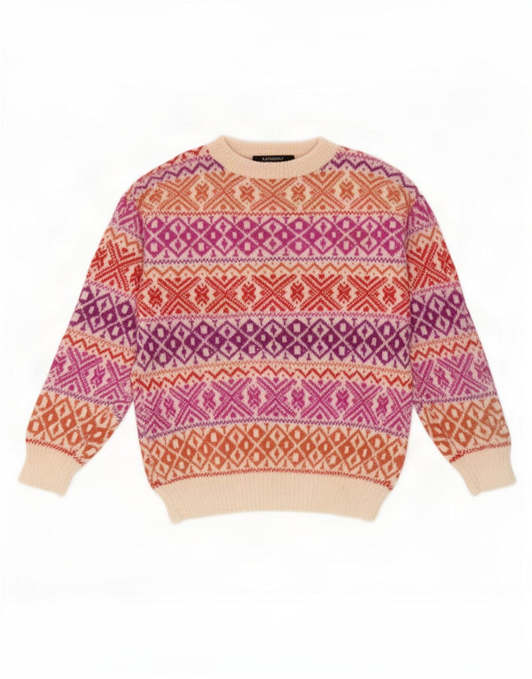 Vintage Herren Pullover mit Rundhalsausschnitt, klein, mehrfarbig, Fair Isle