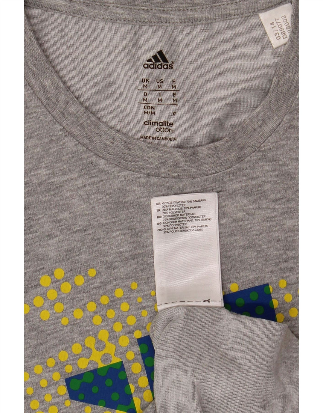 ADIDAS Mens Climalite Graphic T-Shirt Top Medium Grey Cotton
