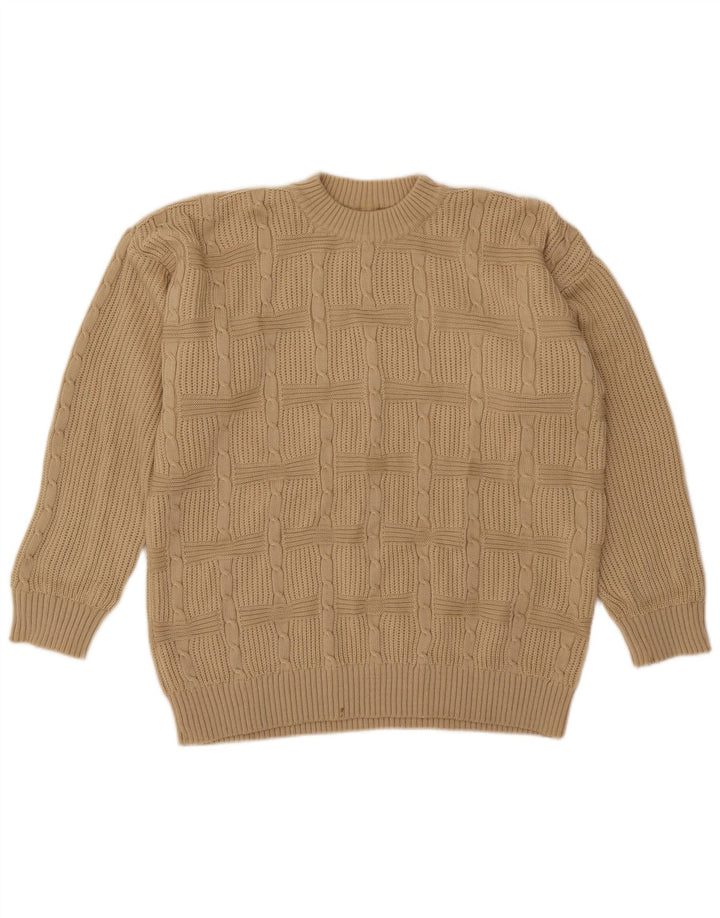 Vintage Herren Pullover mit Rundhalsausschnitt IT 50 Medium Beige Acryl