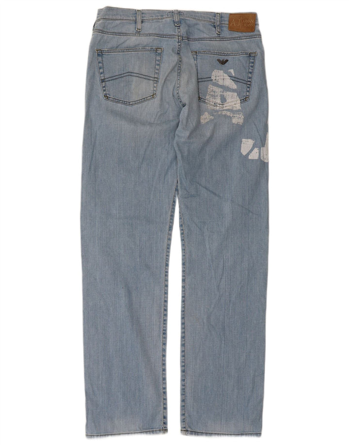 Armani Herren Graphic Straight Jeans W36 L33 Blaue Baumwolle
