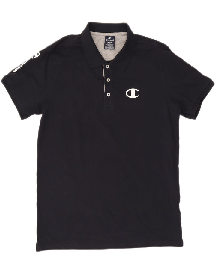 Champion Herren-Poloshirt mit Grafik, Größe L, Schwarz