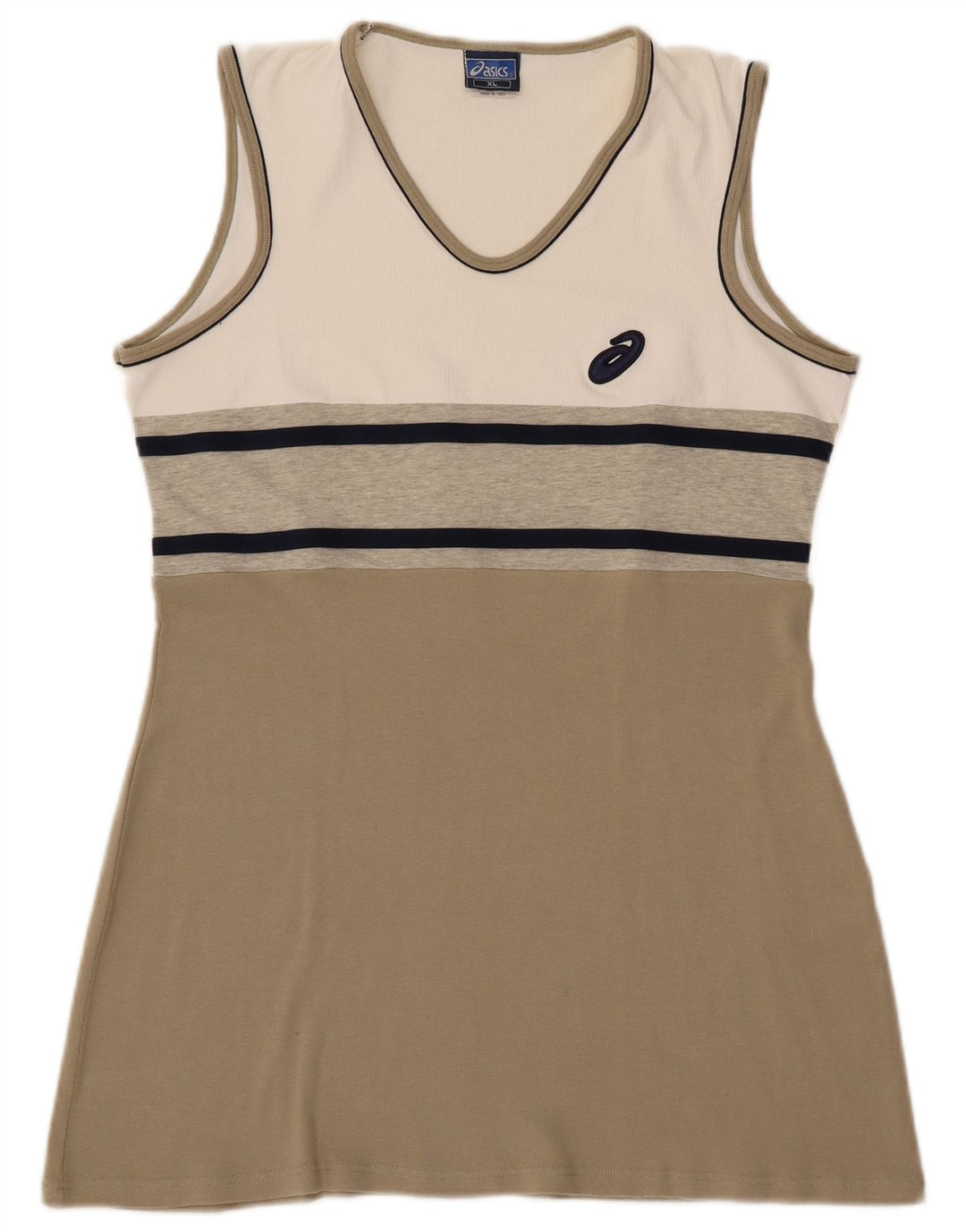 ASICS Damen Tenniskleid UK 18 XL Beige Colourblock Baumwolle