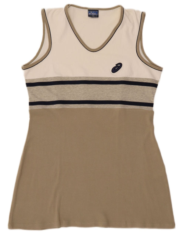 ASICS Damen Tenniskleid UK 18 XL Beige Colourblock Baumwolle