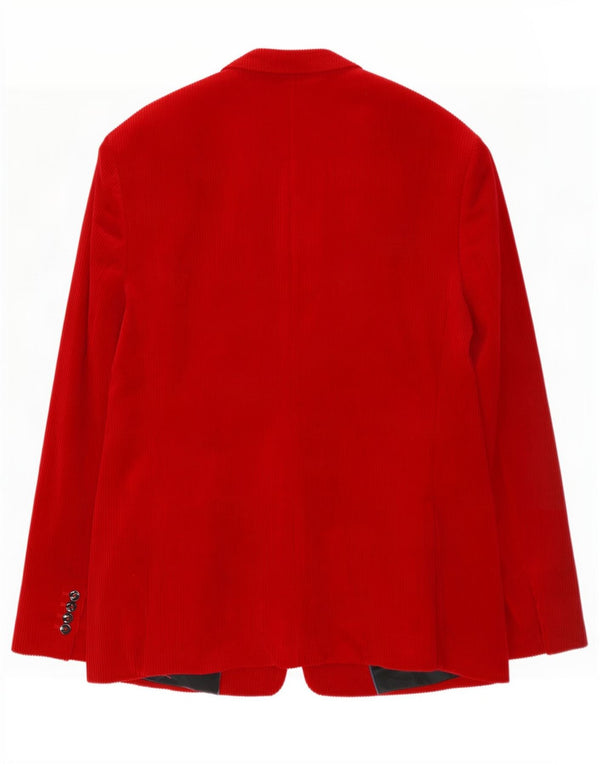 Zara Herren 2-Knopf-Blazer aus Cord, EU 54, XL, rote Baumwolle