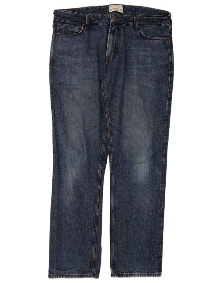 Fat Face Herren Straight Jeans W36 L32 Blaue Baumwolle