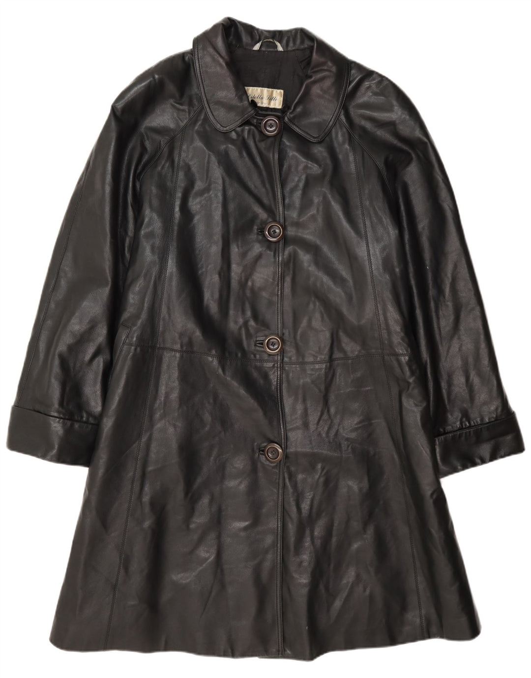 Diletta Lelli Damen Ledermantel IT 46 Large Schwarz