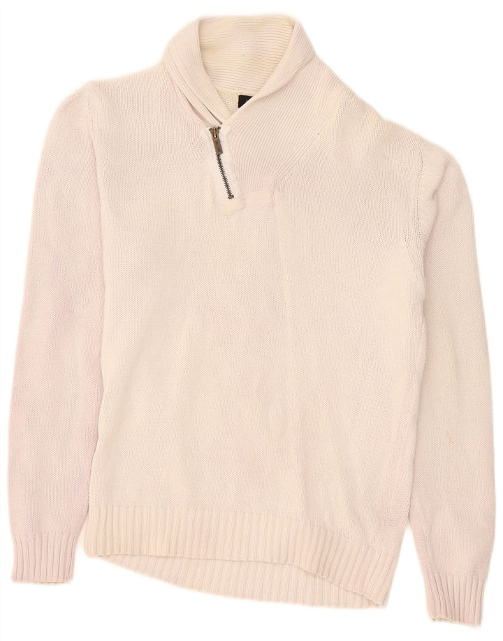 Zara Herren-Pullover mit Schalkragen, mittelgroß, gebrochenes Weiß