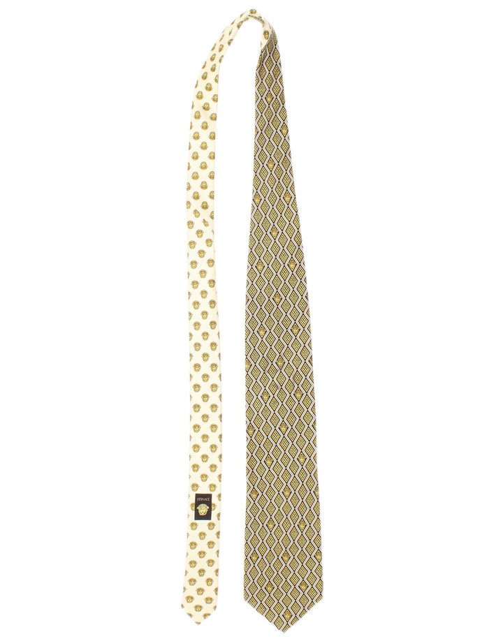 Gianni Versace Herren-Krawatte, Einheitsgröße, gelb, geometrisch, Seide, Designer