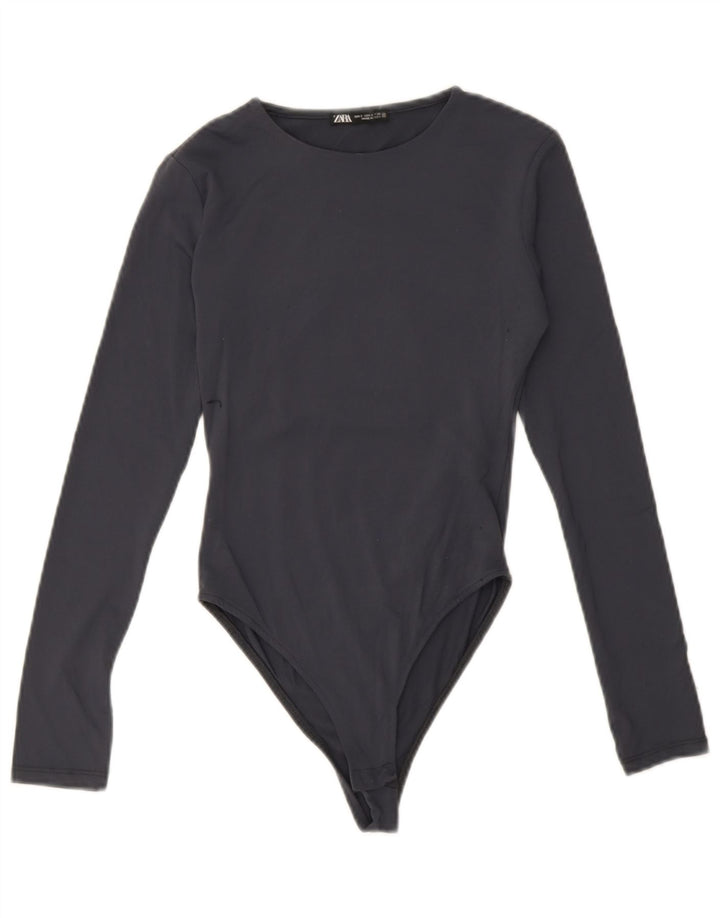 Zara Damen-Body mit langen Ärmeln, Größe S, Marineblau, Polyamid