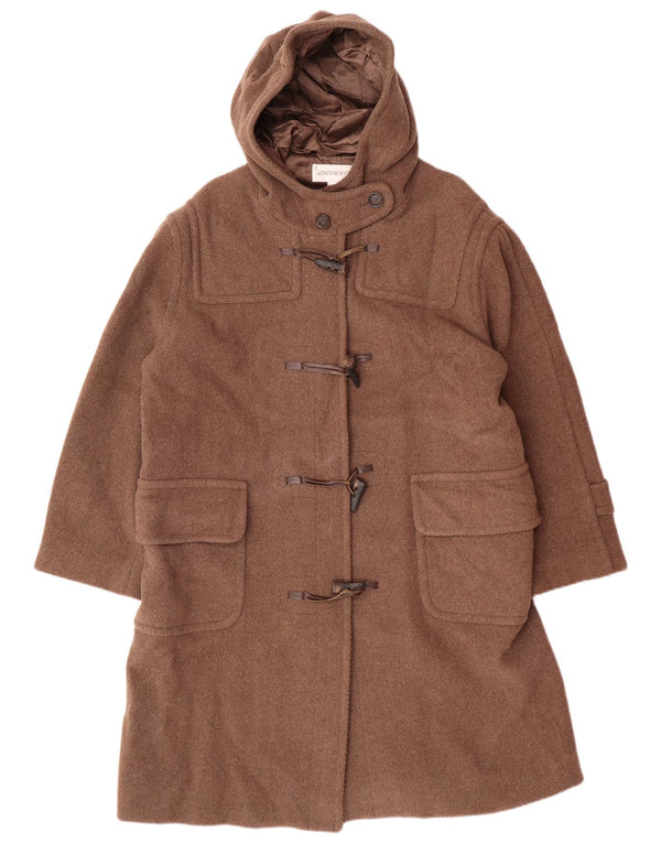 Jones New York Damen-Dufflecoat mit Kapuze, UK 14, mittelbraun, klassische Wolle