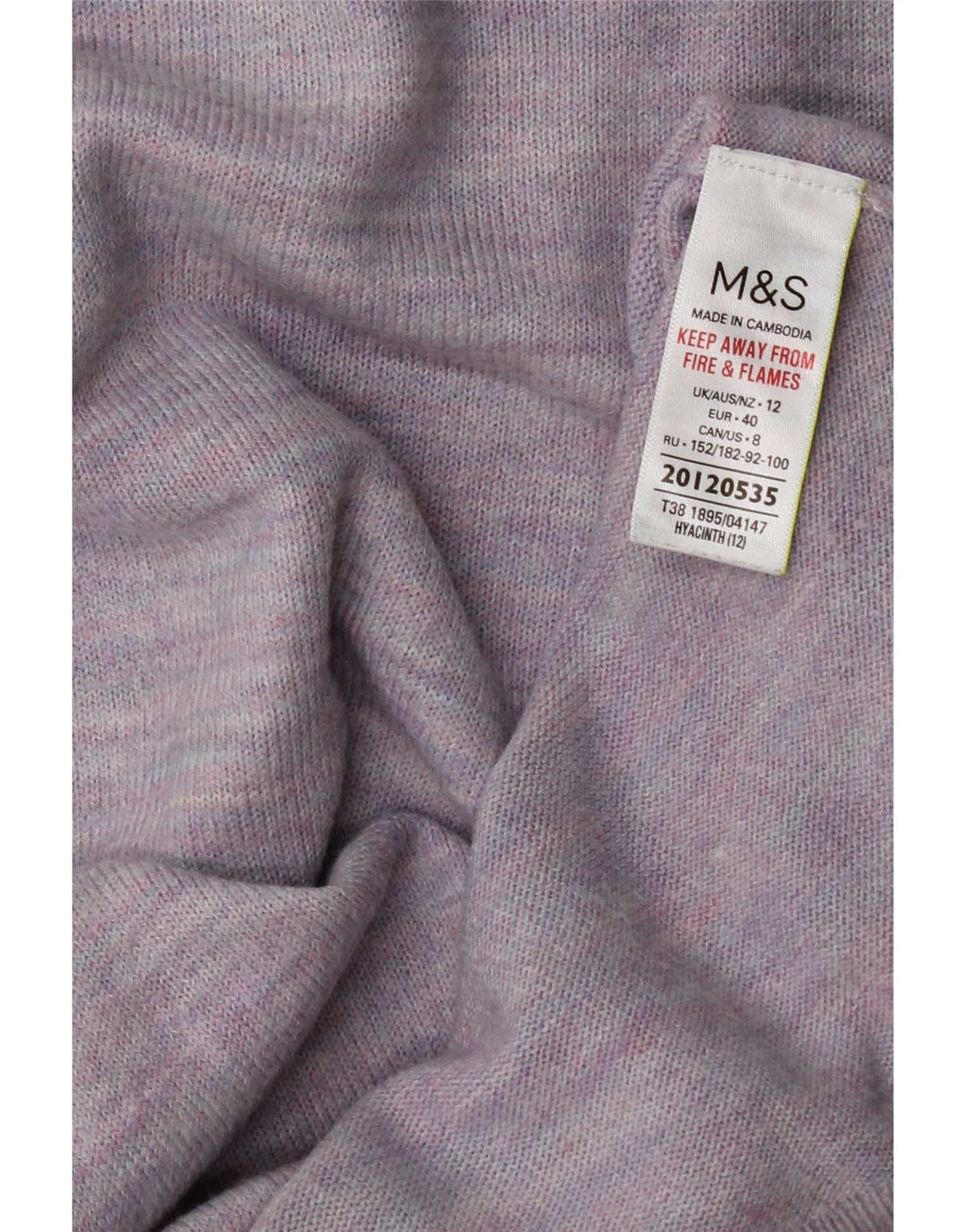Marks & Spencer Damen-Pullover mit Rundhalsausschnitt, Gr. 12, Mittellila meliert