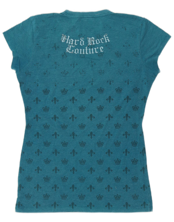 Hard Rock Cafe Damen Barcelona Graphic T-Shirt Top UK 12 Mittelblau
