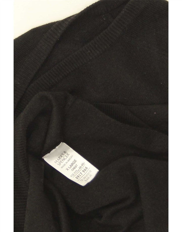 Marks & Spencer Herren-Pullover mit V-Ausschnitt, XL, schwarzes Acryl