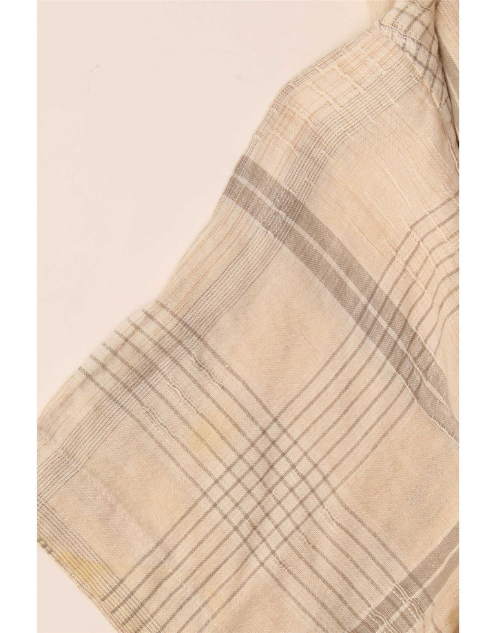 Malagrida Herren Kurzarm-Pulloverhemd XL Beige kariert Baumwolle