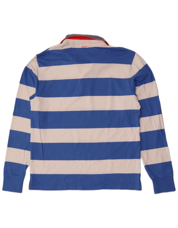 Gant Herren Langarm-Rugby-Poloshirt XL, blau gestreift, Baumwolle