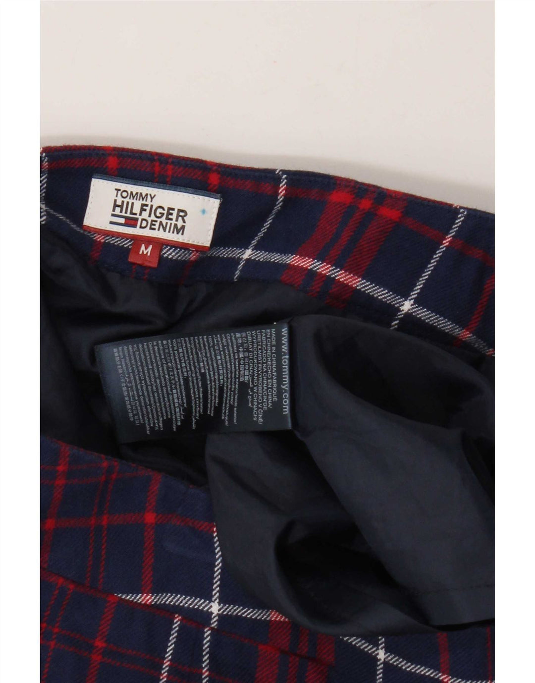 Tommy Hilfiger Damen Minirock Medium W28 Marineblau karierte Baumwolle