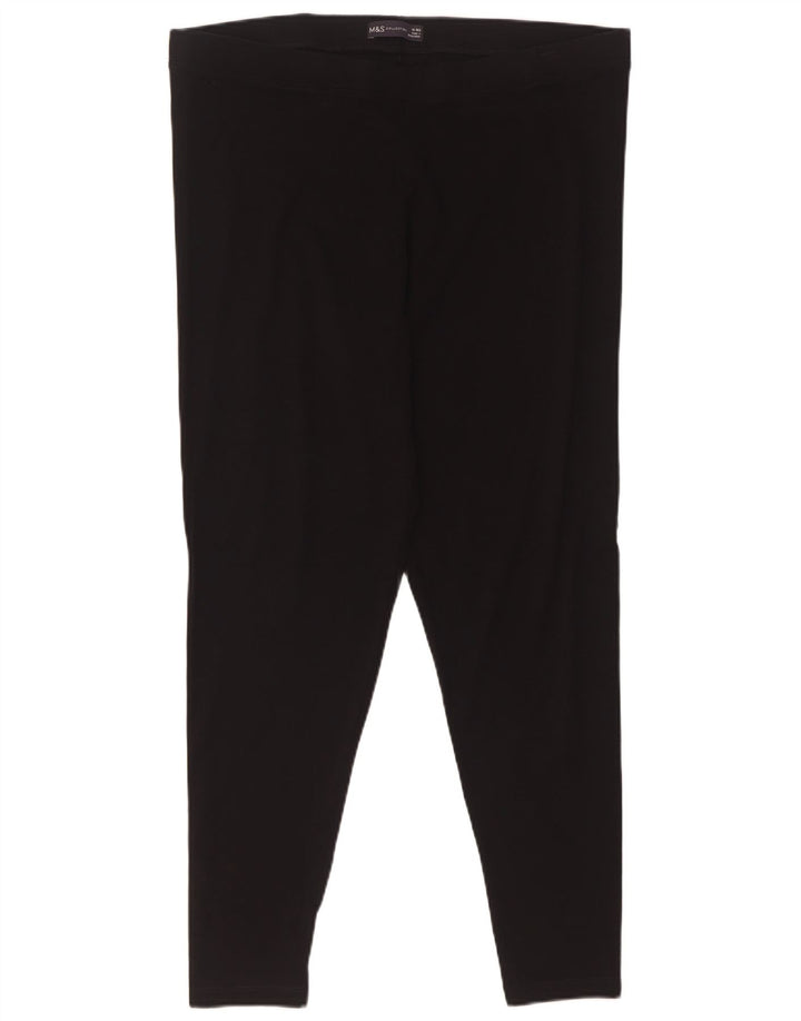 Marks & Spencer Damen Leggings UK 18 XL Schwarz Baumwolle