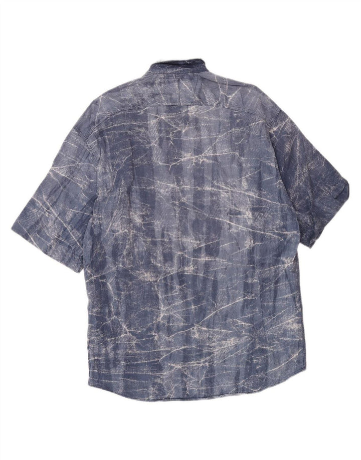 VINTAGE Mens Short Sleeve Shirt Large Blue Tie Dye