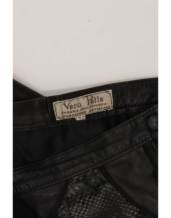 Vintage Damen Lederrock IT 44 Medium W28 Schwarz Patchwork