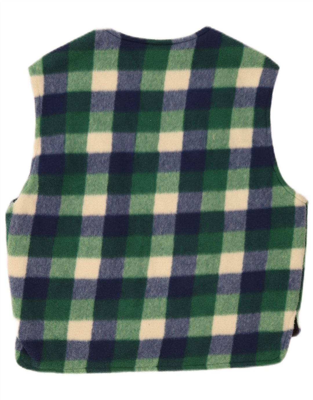 Vintage Herren Fleeceweste UK 38 Mittelgrünes Gingham-Polyester